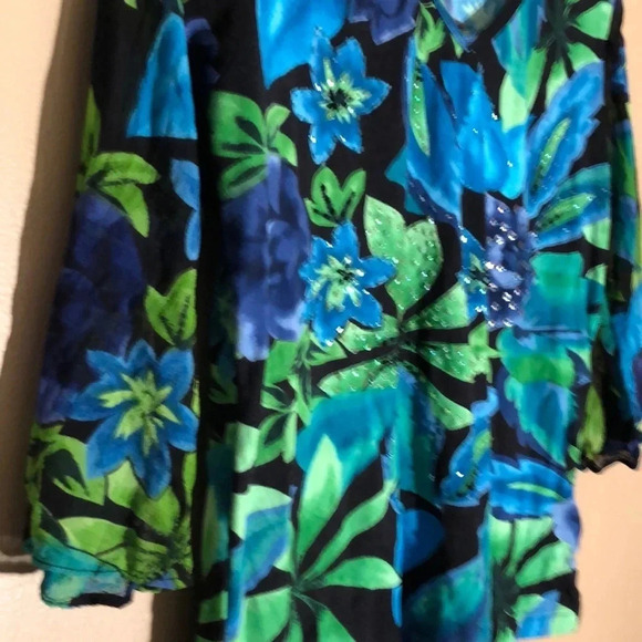 LE MIEUX STUDIO GUC WOMENS FLORAL TOP SHIRT BLOUSE SUMMER CASUAL OFFICE SIZE M - Picture 7 of 8